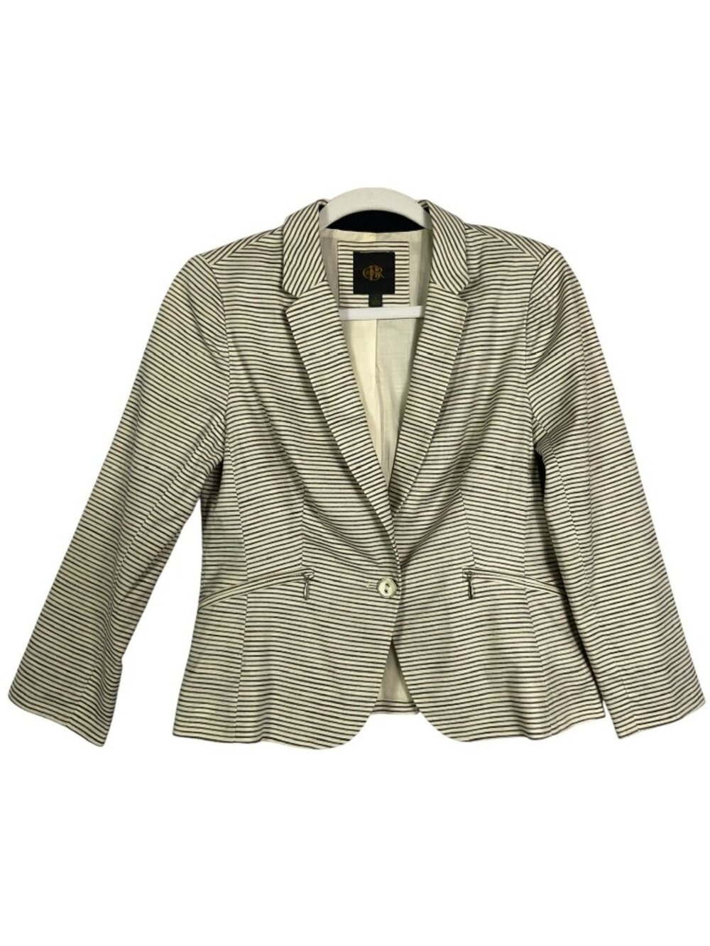 Vintage The Limited OBR Striped Blazer Size Women's Small Black Ivory Cotton